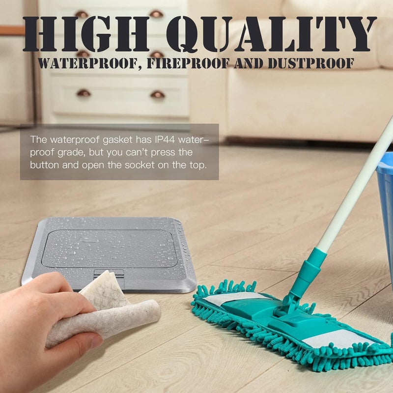 Hoolerry طقم صندوق غطاء مخرج كهربائي طافي للأرض مع شاحن USB 4.8A 20 أمبير مقاوم للماء والطقس ومخرج مقاوم للتلاعب للاستخدام المنزلي (فضي) - Image 5